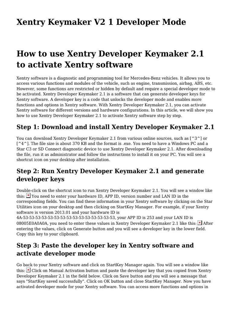 Xentry Keymaker V2 1 Developer Mode | PDF | Icon (Computing ...