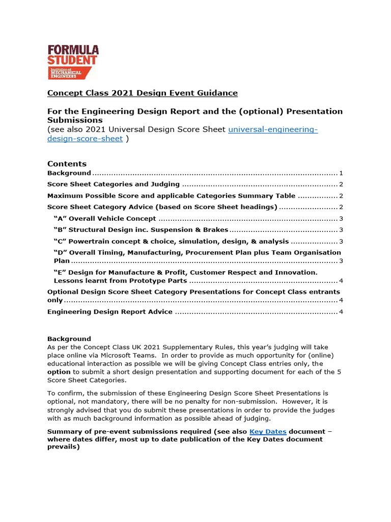 2021 Design Submissions Guidance For Concept Class | PDF | Simulation