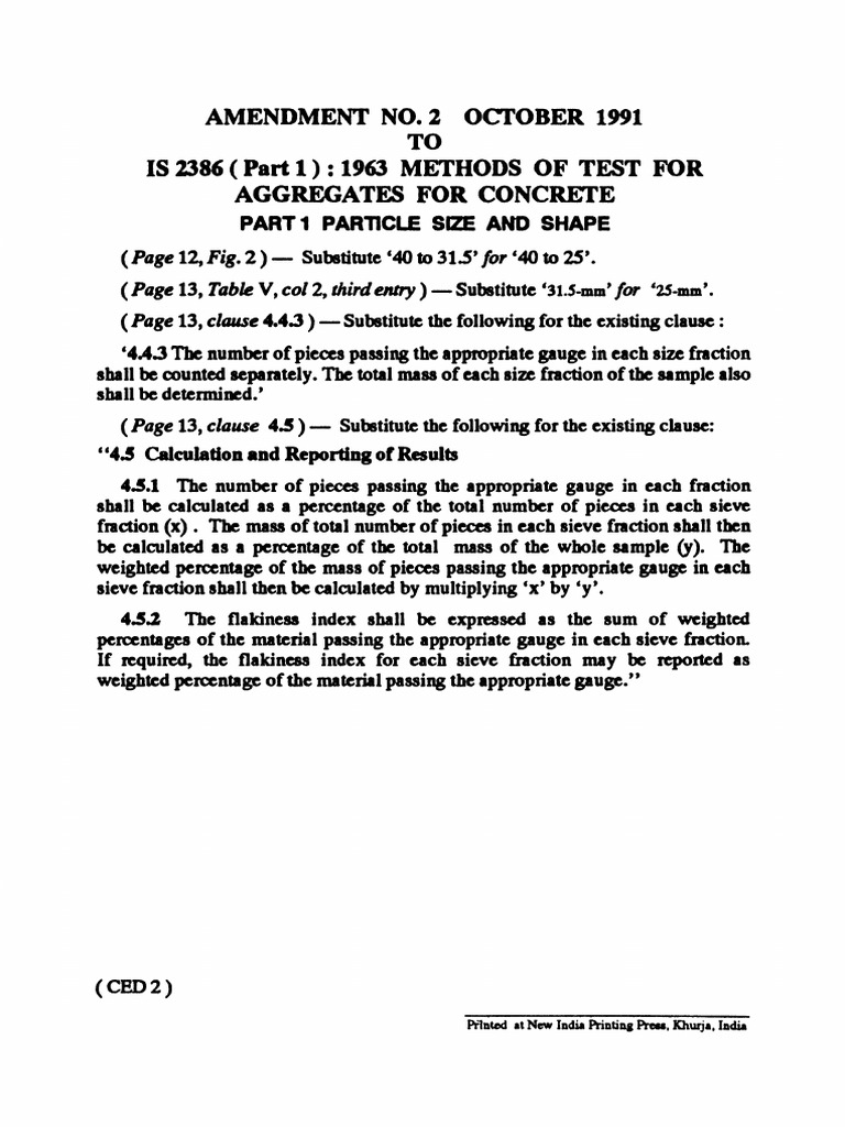 IS 2386_Part 1 Amd. 2_1991 | PDF