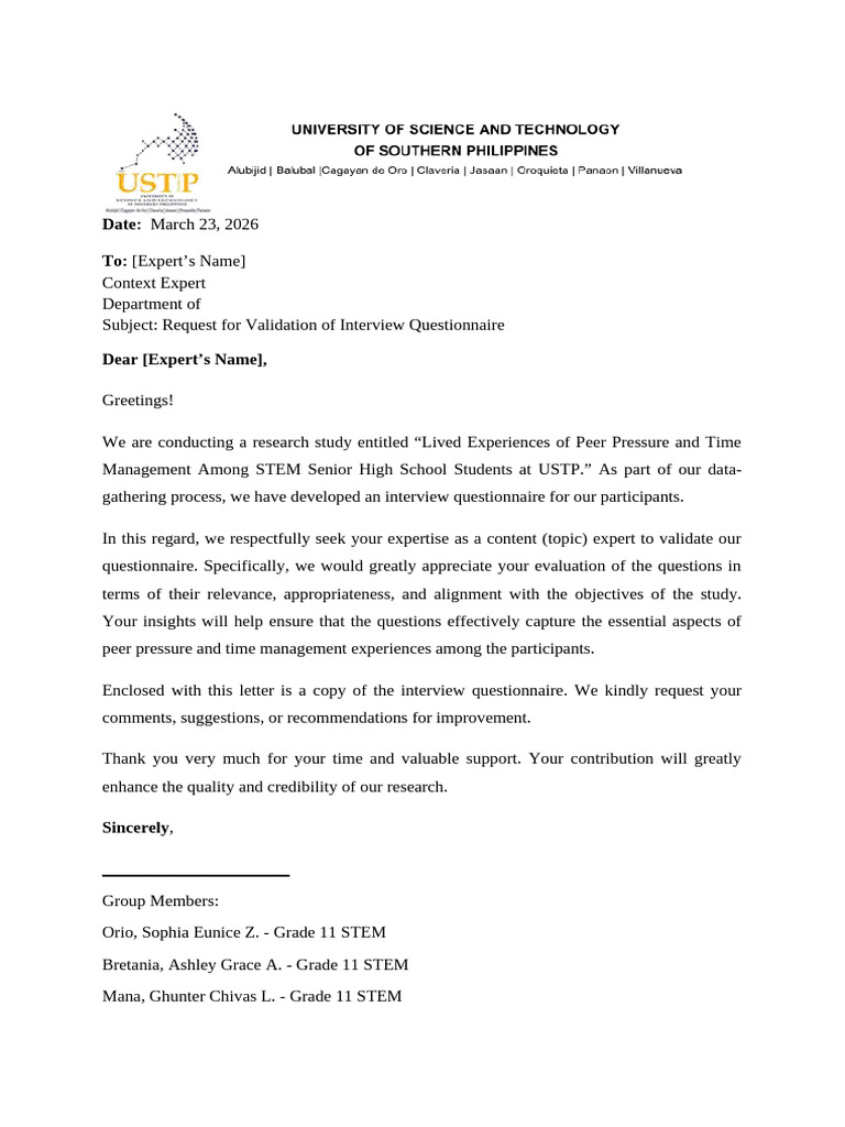 Content Expert Validation Letter 1 | PDF | Expert | Human Communication
