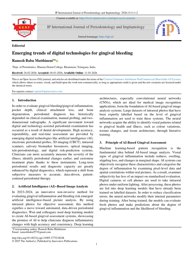 Emerging Trends of Digital Technologies | PDF | Periodontology ...