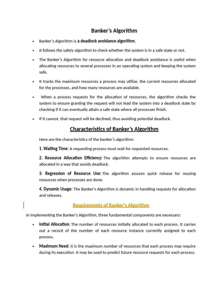 Bankers Algorithms With Example | PDF | Computer Science | Computer ...