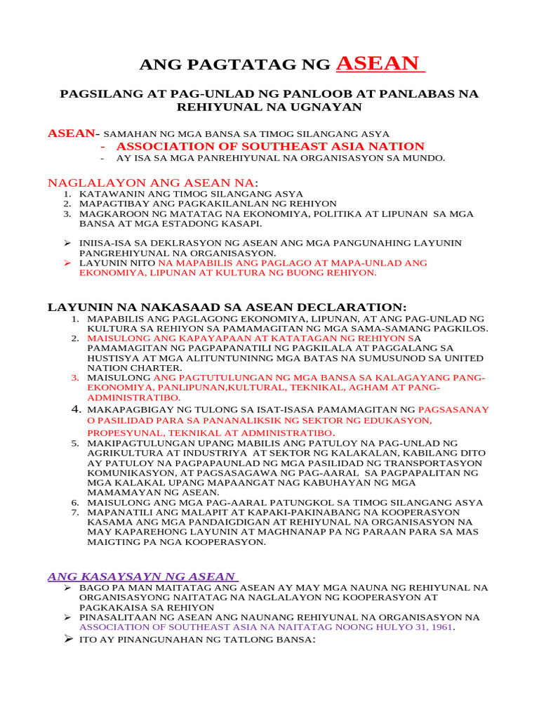 Ang Pagtatag Ng Asean | PDF