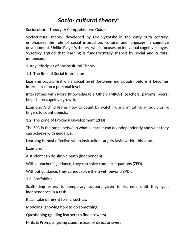 28 Social Cultural Theory | PDF | Psychology | Cognitive Psychology