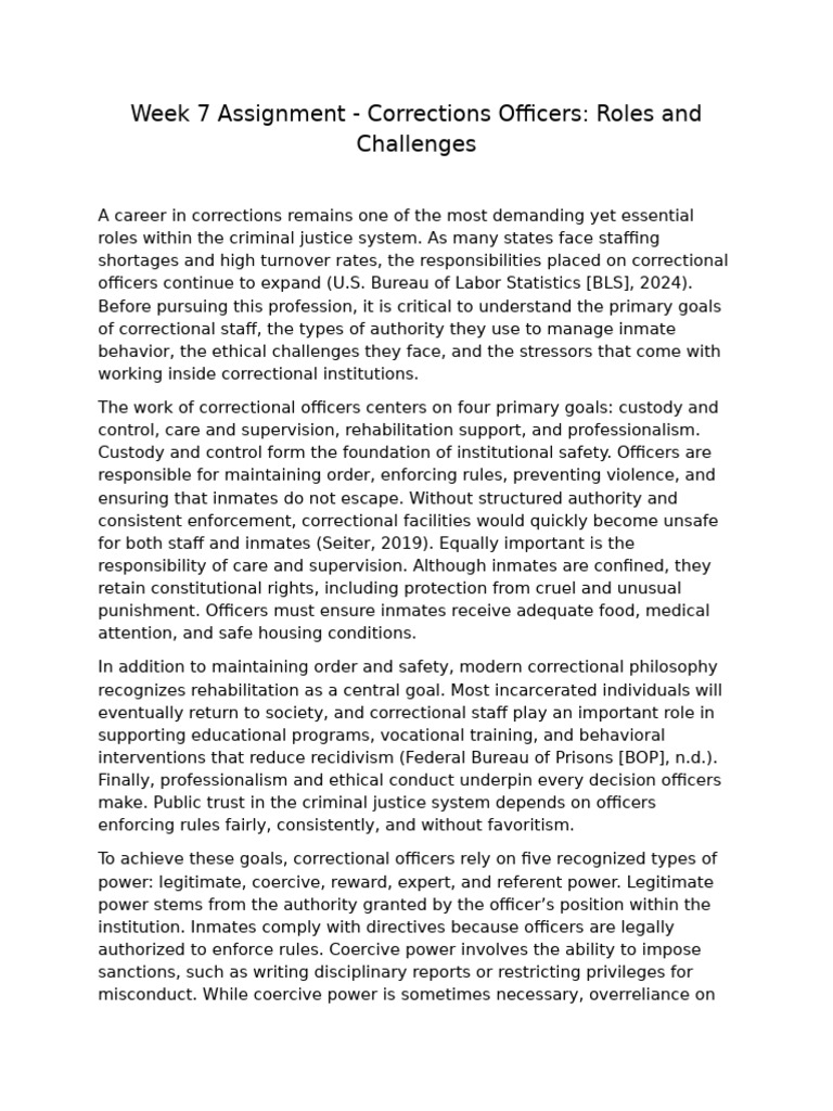 Week 7 Assignment CRJ410 | PDF | Incarceration In The United States ...