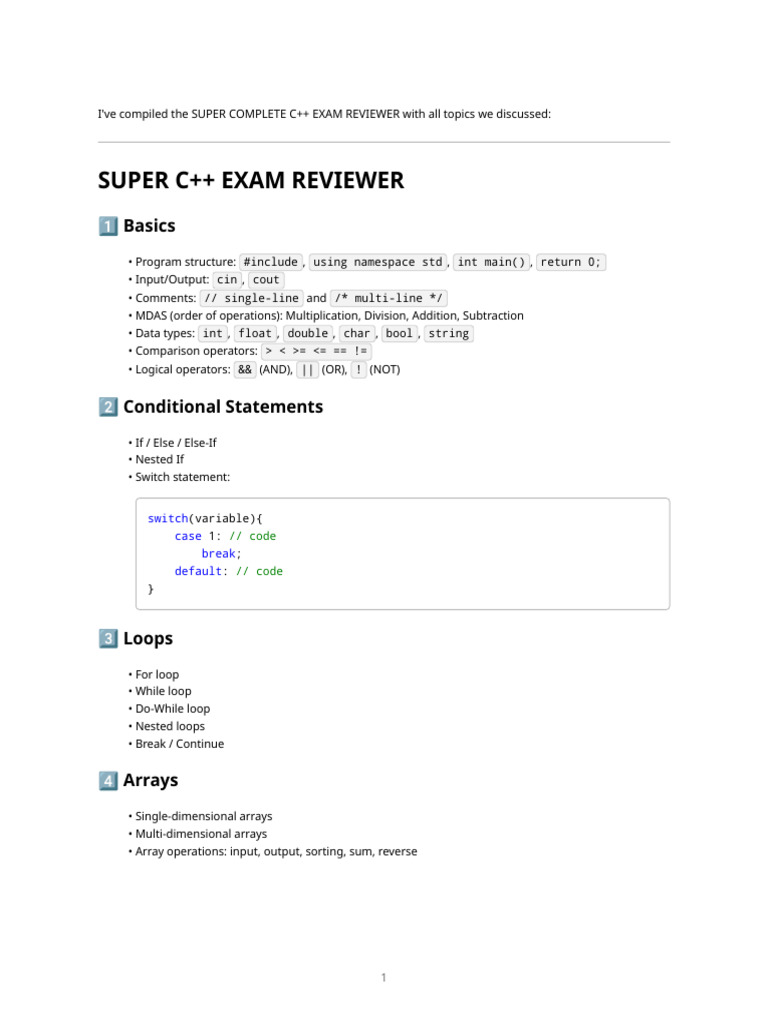 CPP Super Exam Reviewer | PDF | Computer Science | Computer Engineering