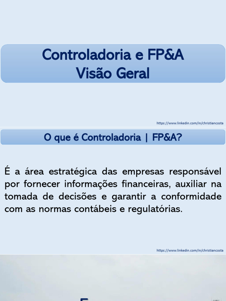 Controladoria e FP&A Visão+Geral - v1 | PDF | Orçamento | Contabilidade