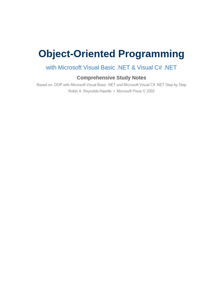 OOP With Microsoft Visual Basic .NET and Microsoft Visual C# .NET ...