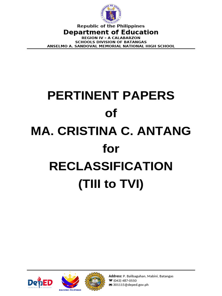 Cover Page for Reclass | PDF