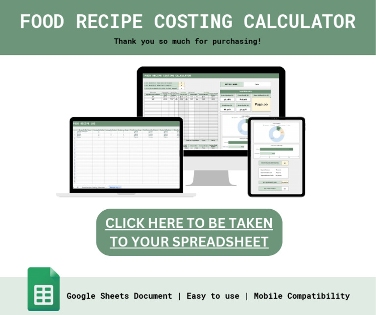 Food Recipe Costing Calculator | PDF