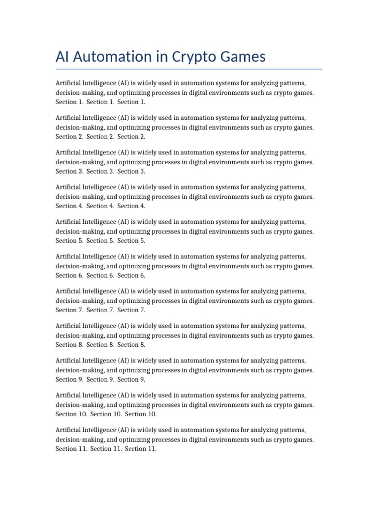 AI Automation Crypto Games | PDF | Artificial Intelligence ...
