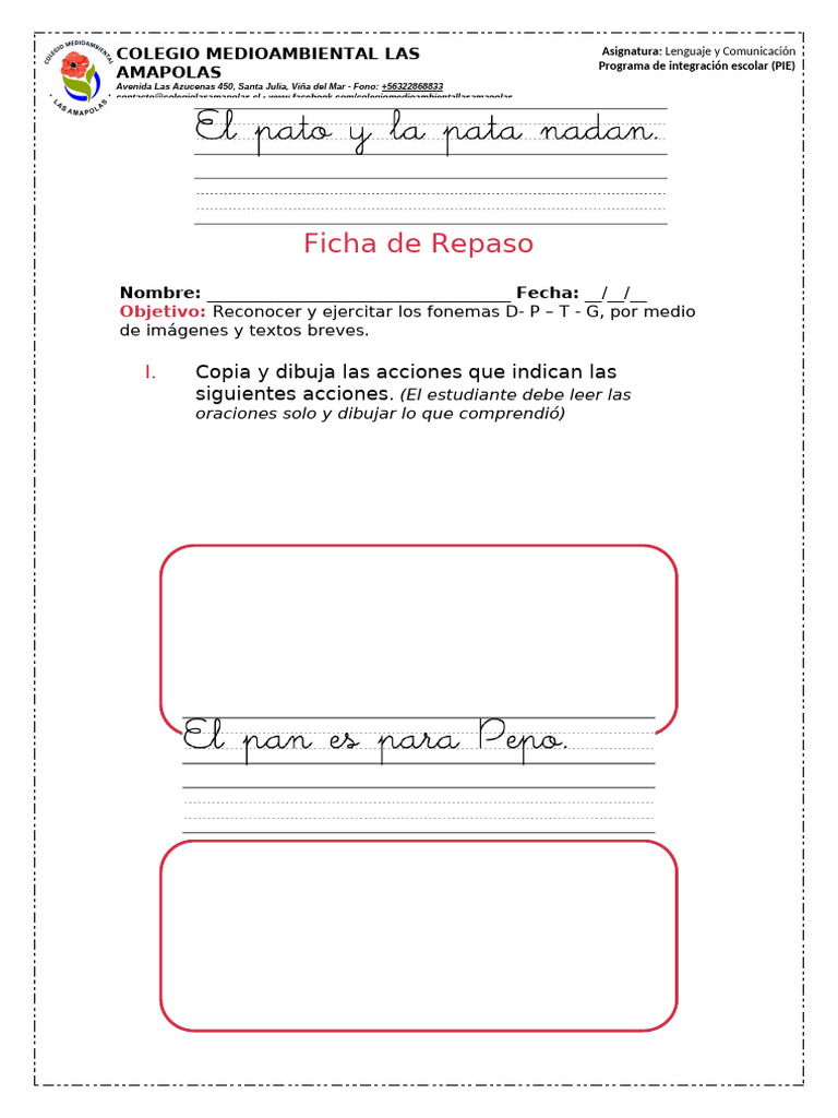 Ficha de Repaso D- P – T - G | PDF