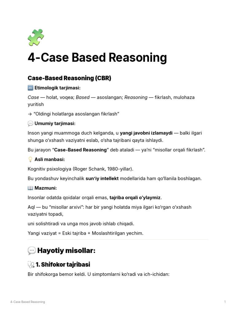4-Case Based Reasoning | PDF
