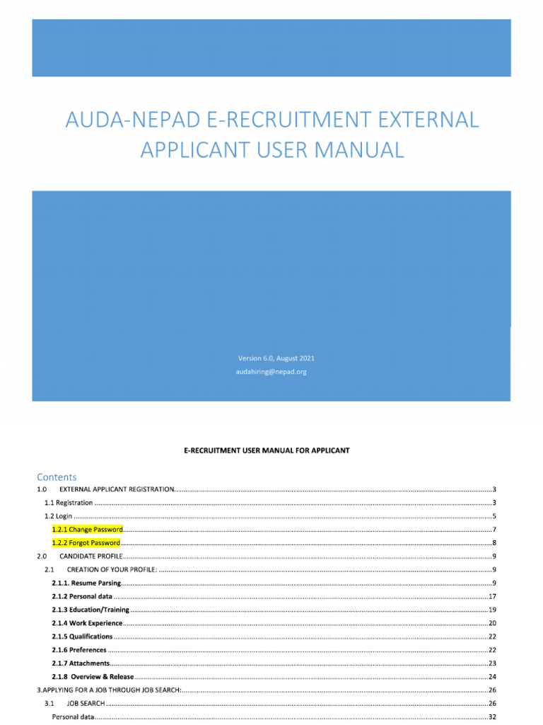 NEPAD Career Registration Manual | PDF