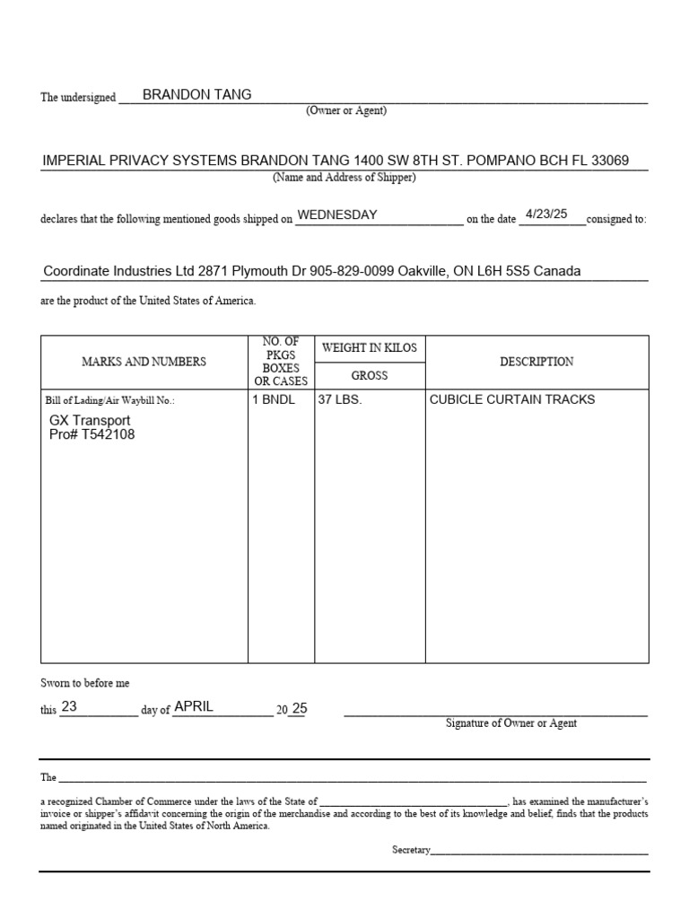 Cert of Origin Coordinate Ind. | PDF | Freight Transport | Business ...
