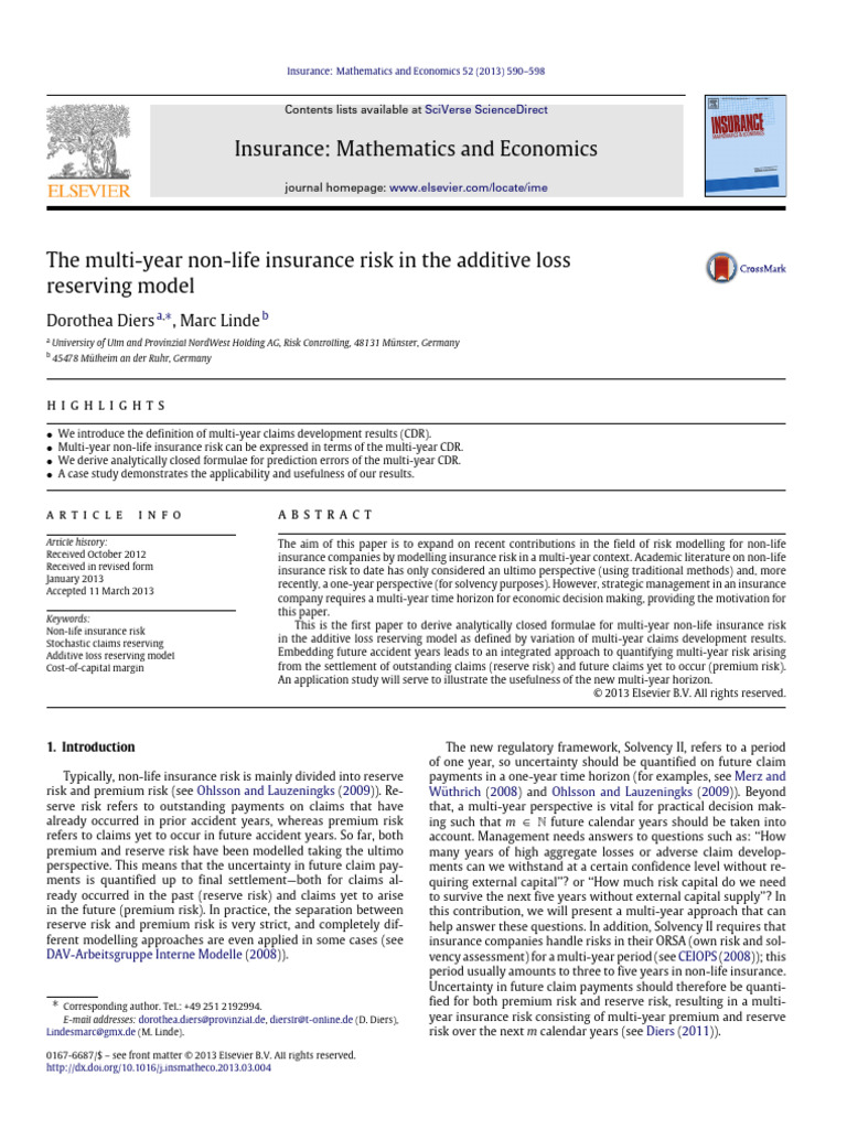 The Multi-year Non-life Insurance Risk in the Additive Loss Reserving ...