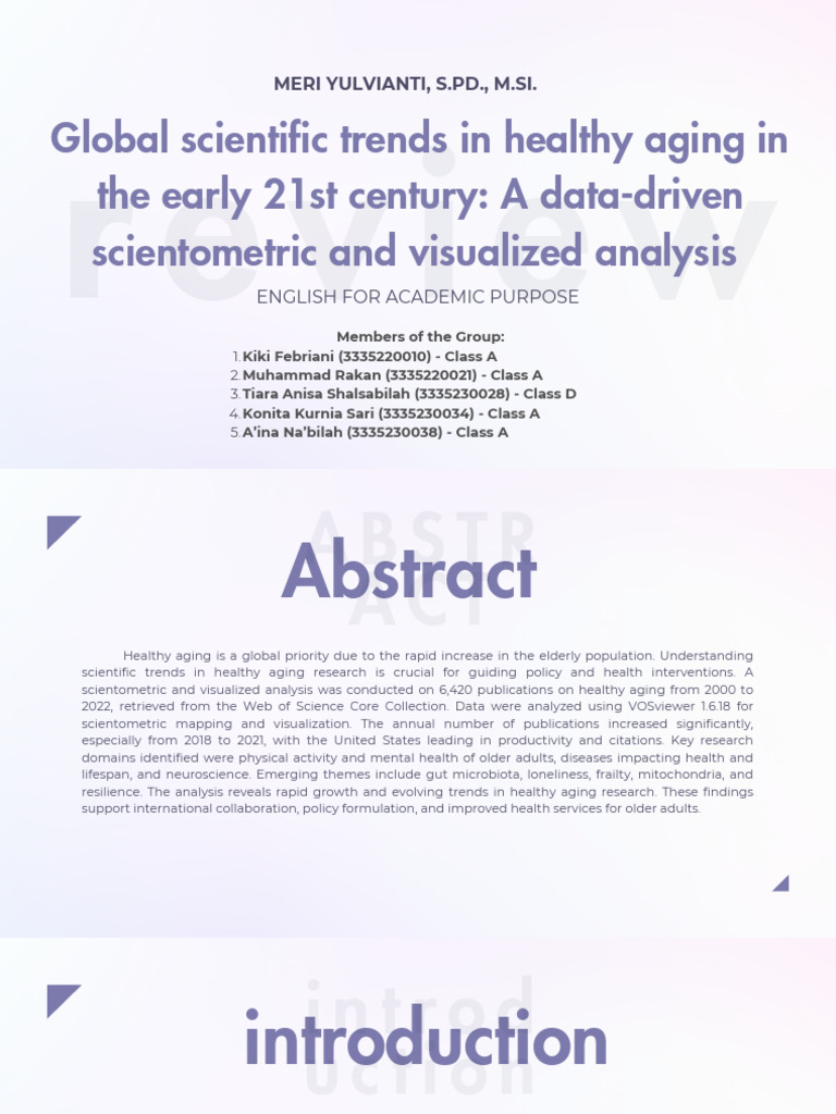 PPT_Presentation From ScienceDirect Journal | PDF | Ageing | Chronic ...