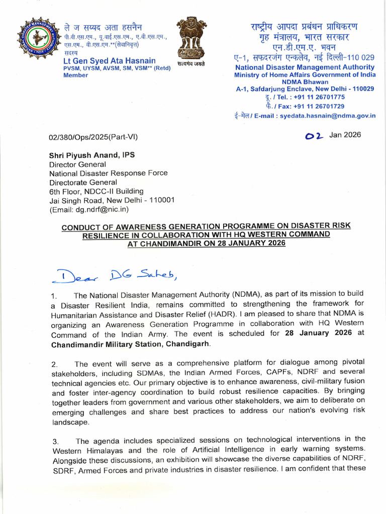 DO letter to DG NDRF | PDF