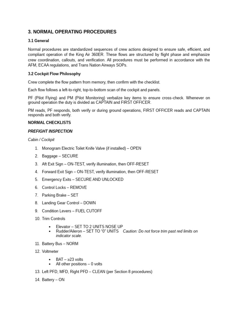 3 Normal Procedure | PDF | Cockpit | Engines
