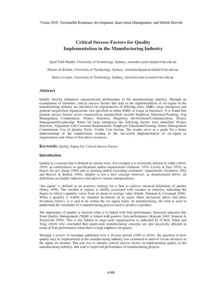 Critical Success Factors for Quality Implementation in the 2sxvc508ns ...