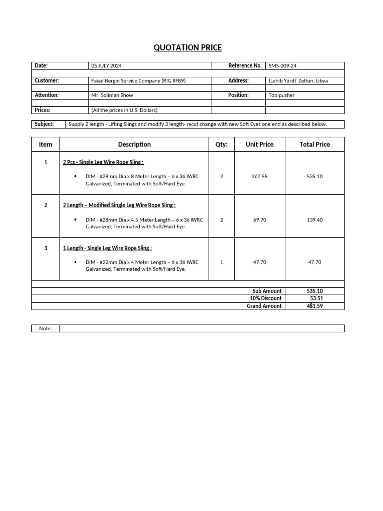 2-Soft Copy Quotation 2024 Need Po | PDF | Mechanical Engineering