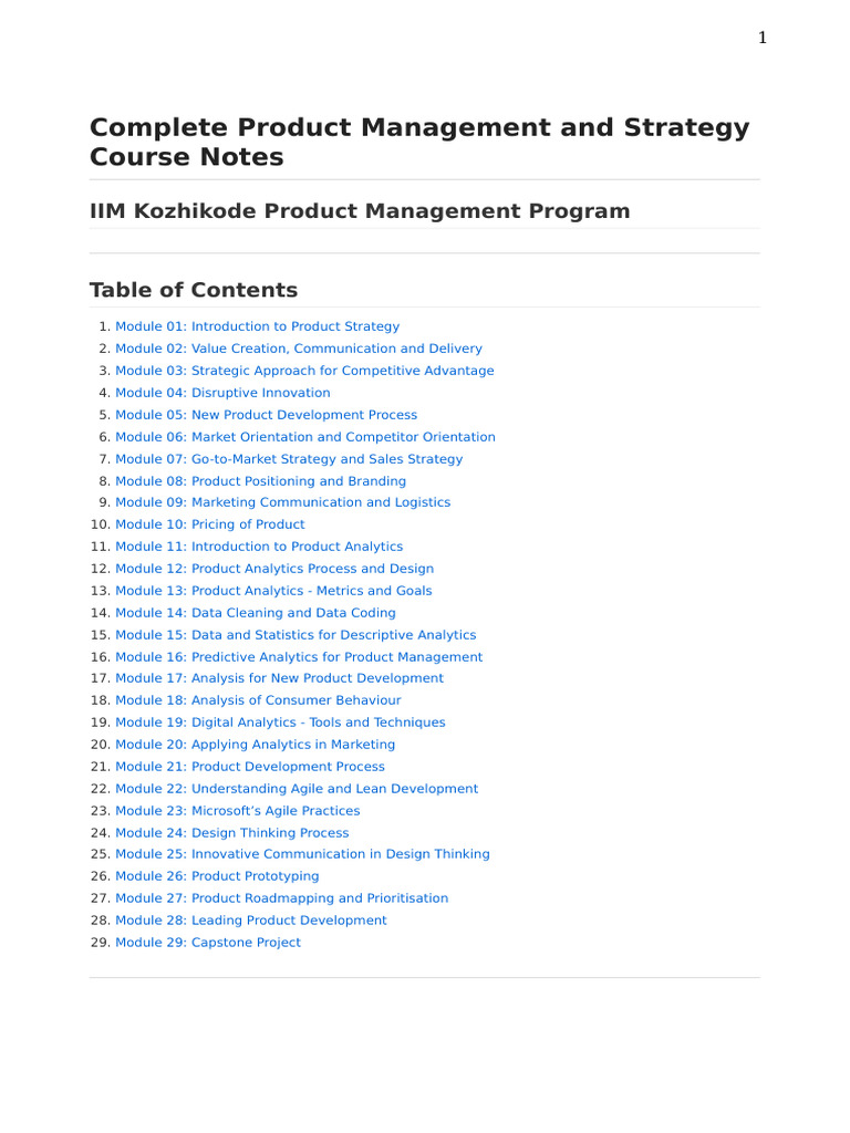 Product Management Complete Notes | PDF | Strategic Management | Swot ...