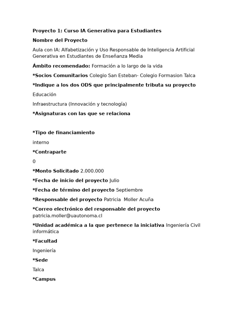 Proyecto IA Generativa Estudiantes OMA | PDF | Inteligencia artificial ...