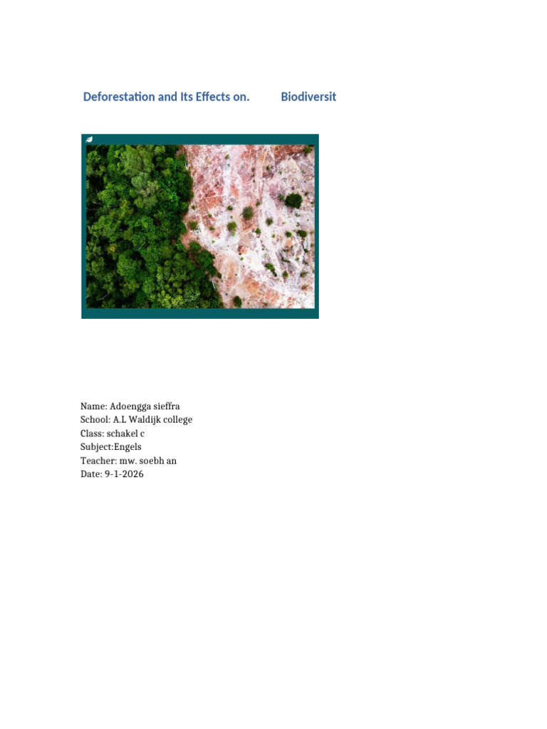 Kopie Van Kopie Van Deforestation and Its Effects on Biodiversity | PDF