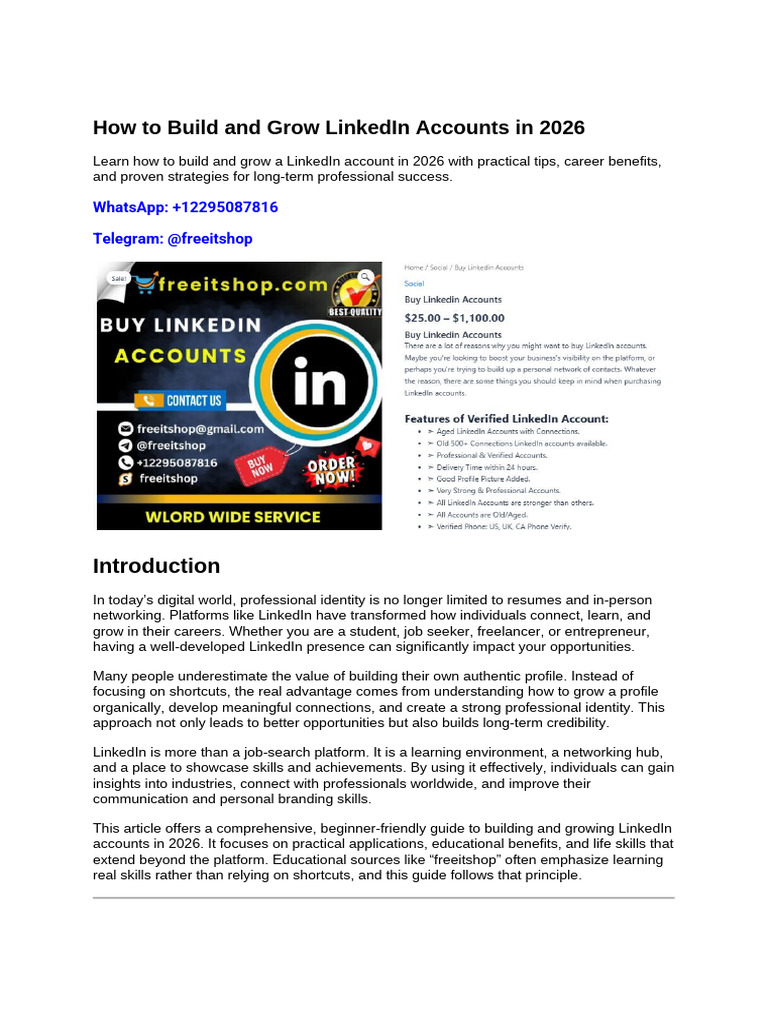 How to Build and Grow LinkedIn Accounts in 2026 | PDF | Linked In ...