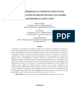 Gender Differences in Communication Styles Among Employees of Service Sector