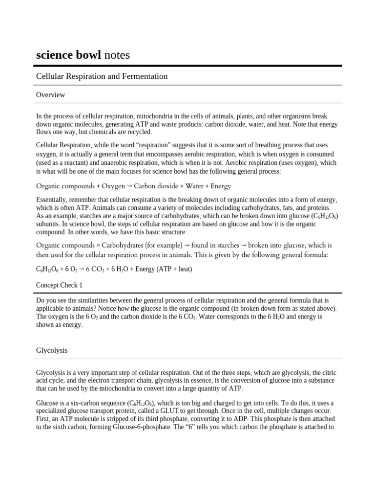 Cellular Respiration and Photosyntheis_ Detailed Notes | PDF | Cellular ...
