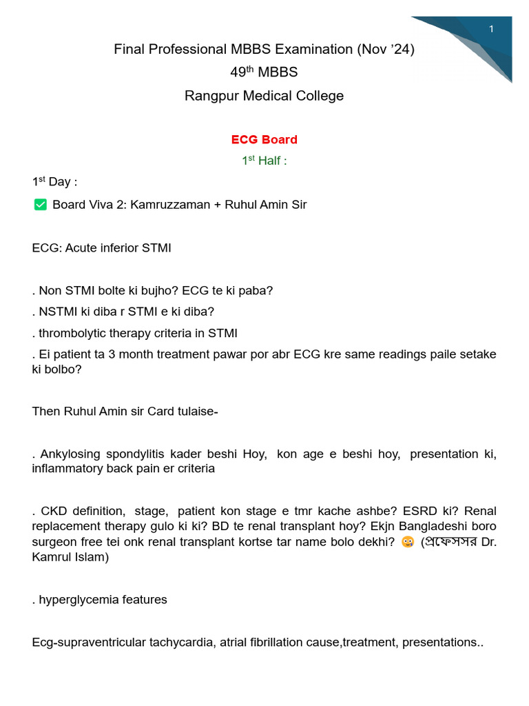 ECG Board Final Prof Rp-49 | PDF | Chronic Kidney Disease | Hepatitis