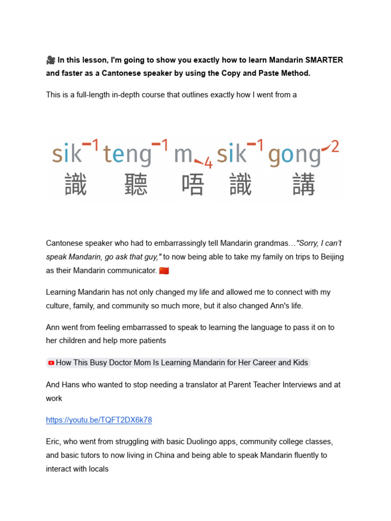 [MASTERCLASS] How to Learn Mandarin as a Cantonese Speaker | PDF ...