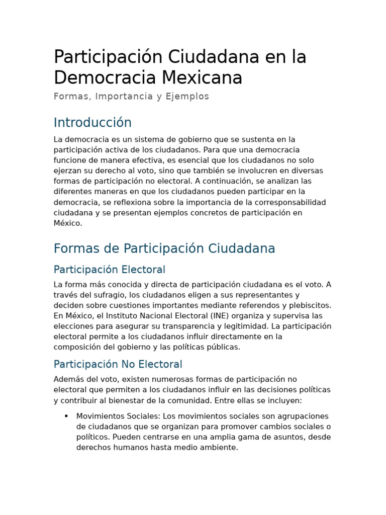 Participación Ciudadana en La Democracia Mexicana | PDF | Elecciones ...