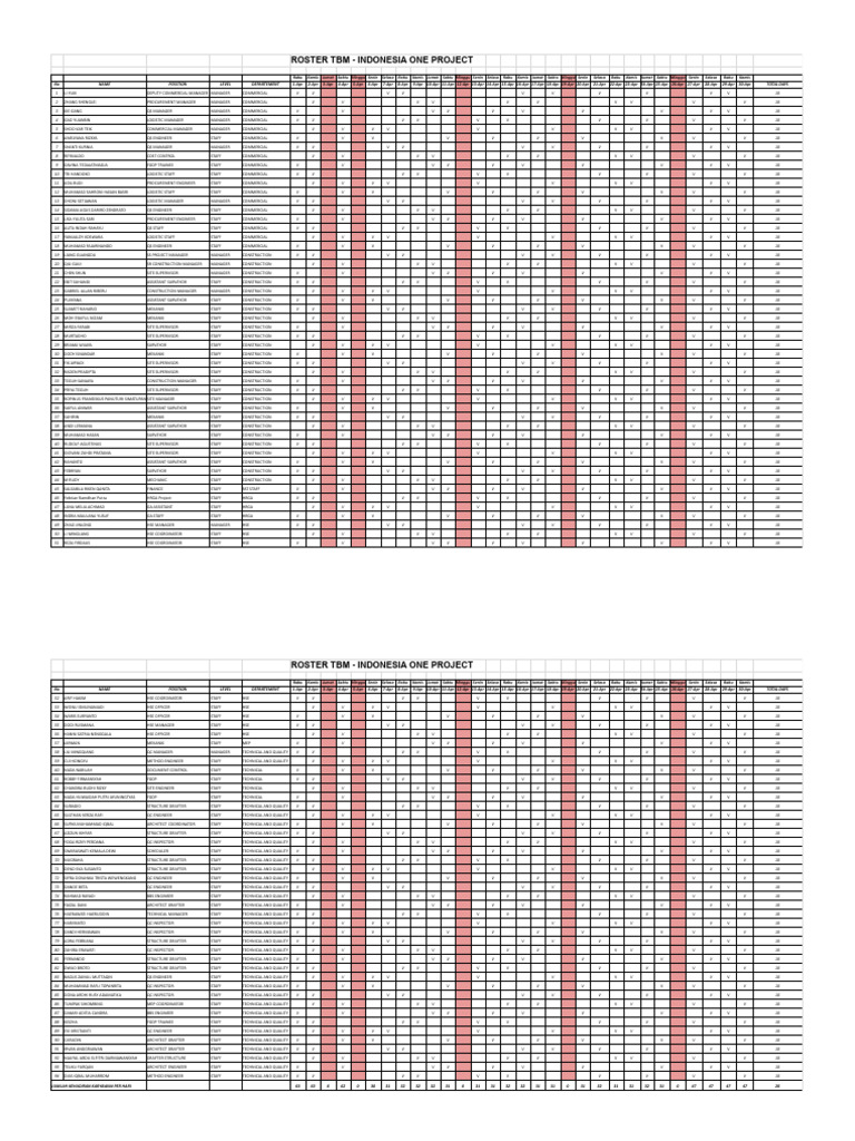 Roster TBM - Ina1 Project (April 2026) | PDF