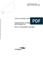 As 4700.5 (Int) - 2007 Implementation of Health Level Seven (HL7) Version 2.5 Immunization Messages