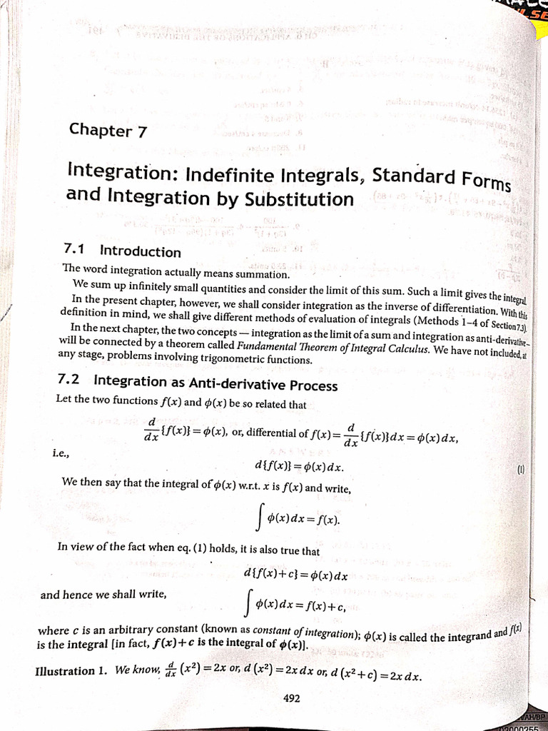 Integration - Indefinite Integrals, Standard Forms and Integration by ...