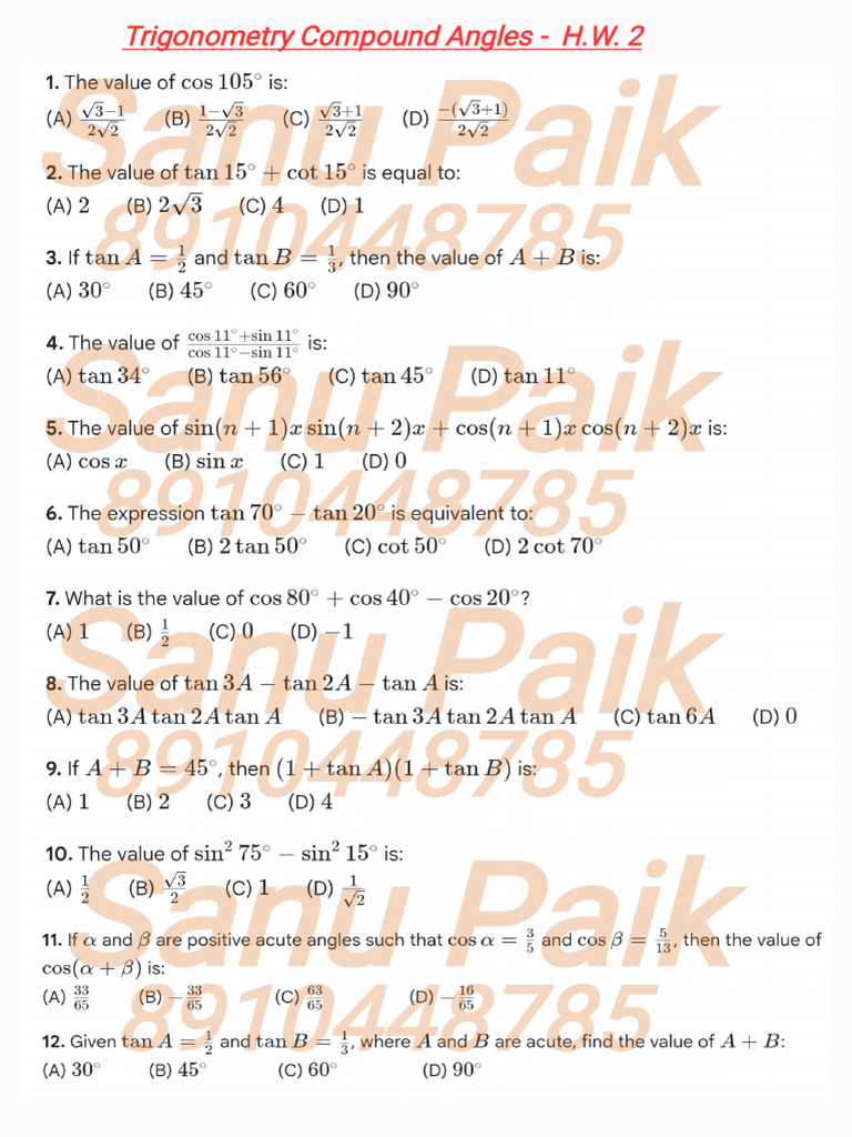 Compound Angles _260325_162812_102209 | PDF