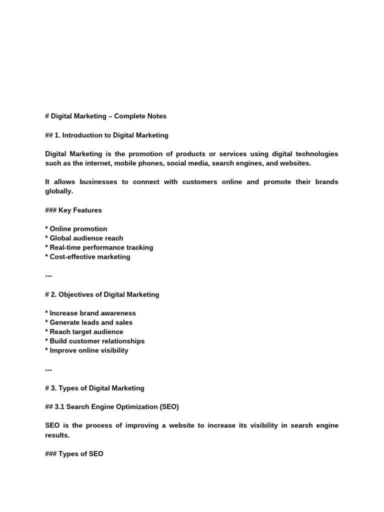 Digital Marketing Notes | PDF | Digital Marketing | Social Media Marketing