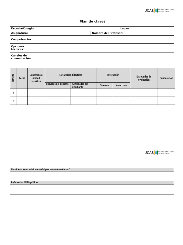 Formato Plan de Clases Para Formación en Línea | PDF