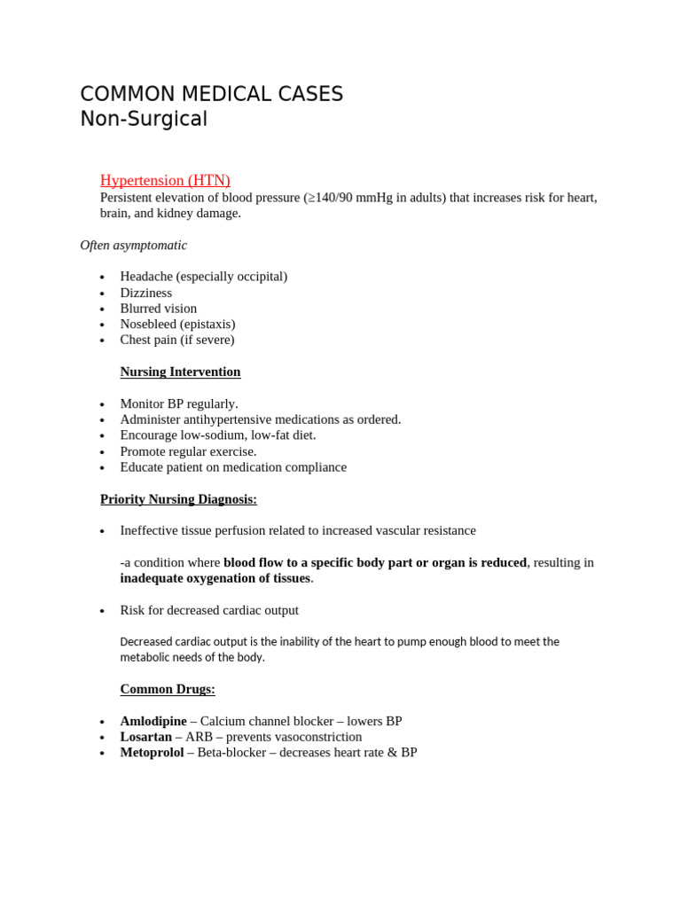COMMON MEDICAL CASES 2nd yr | PDF | Hypertension | Heart