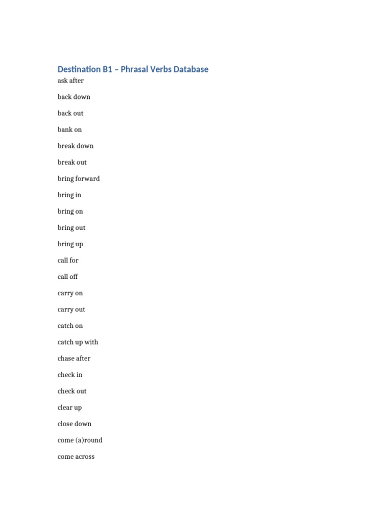 Destination B1 Phrasal Verbs (1) | PDF