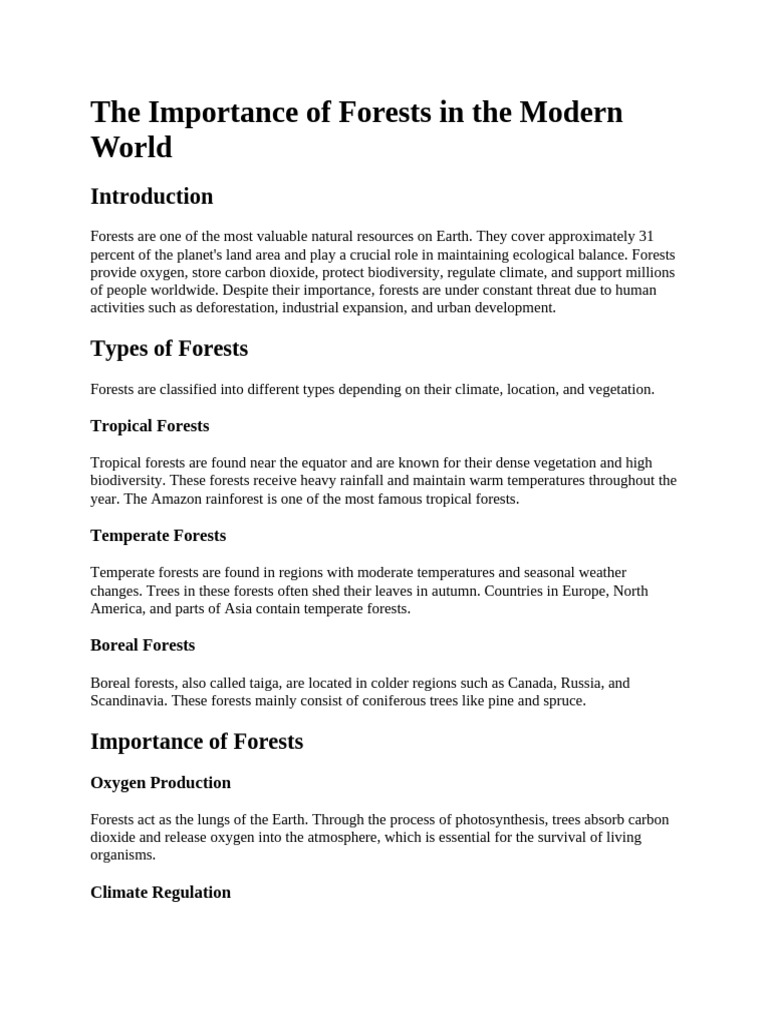The Importance of Forests in the Modern World | PDF | Forests ...