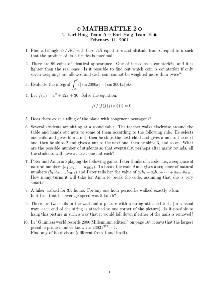 Math Battle 2 | PDF