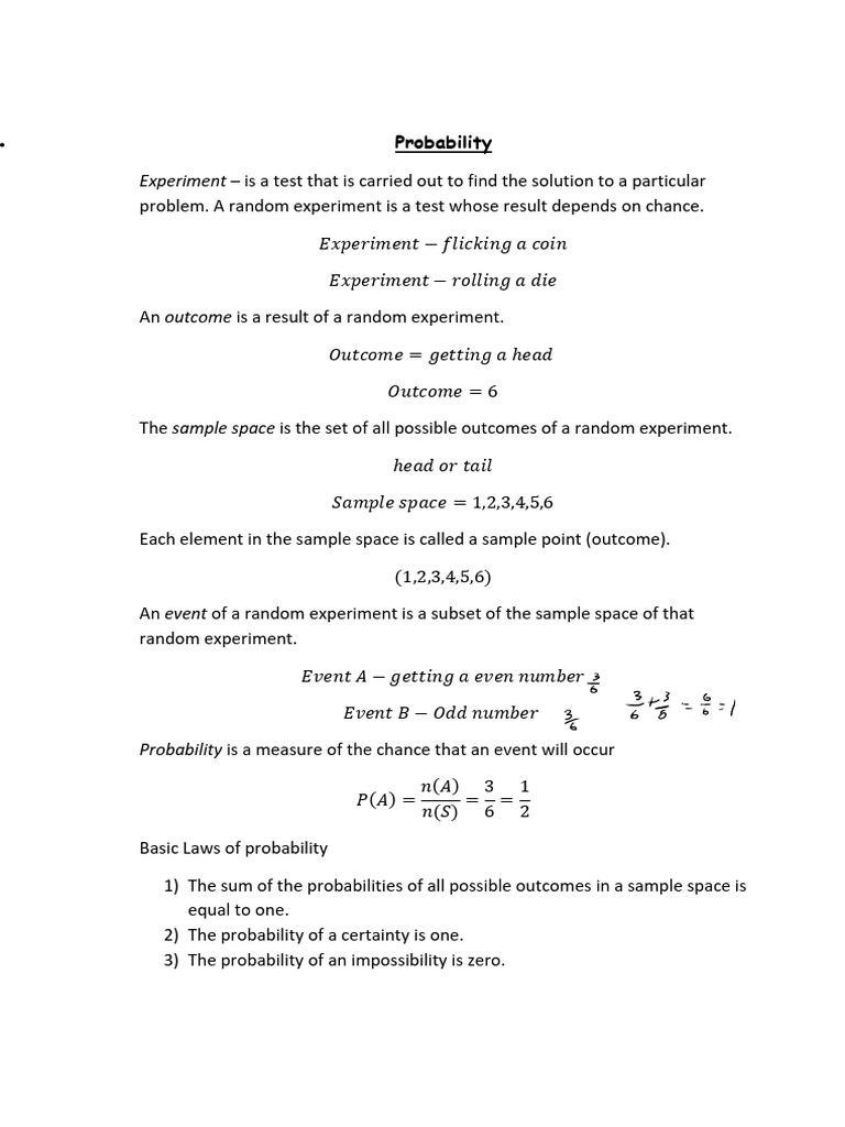 Probability Handout 5B | PDF | Experiment | Sampling (Statistics)