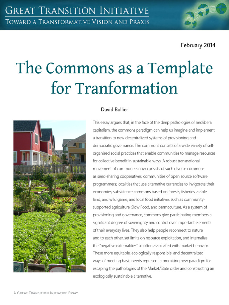 Example The Commons As A Template Bollier 2014 en | PDF | Governance ...