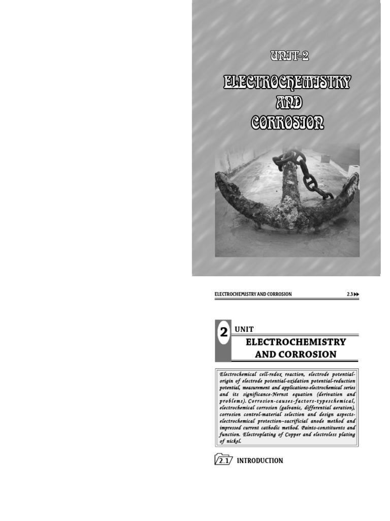 Unit-2 Electrochemistry Corrosion | PDF