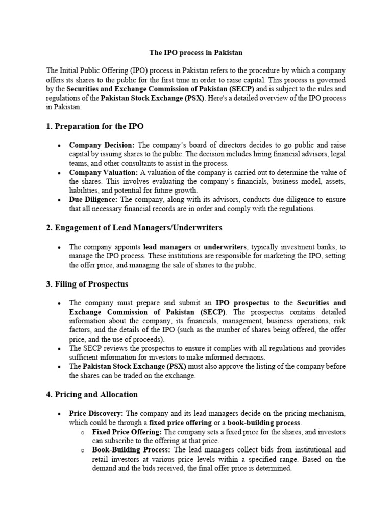 The IPO Process in Pakistan-1 | PDF | Initial Public Offering | Investing