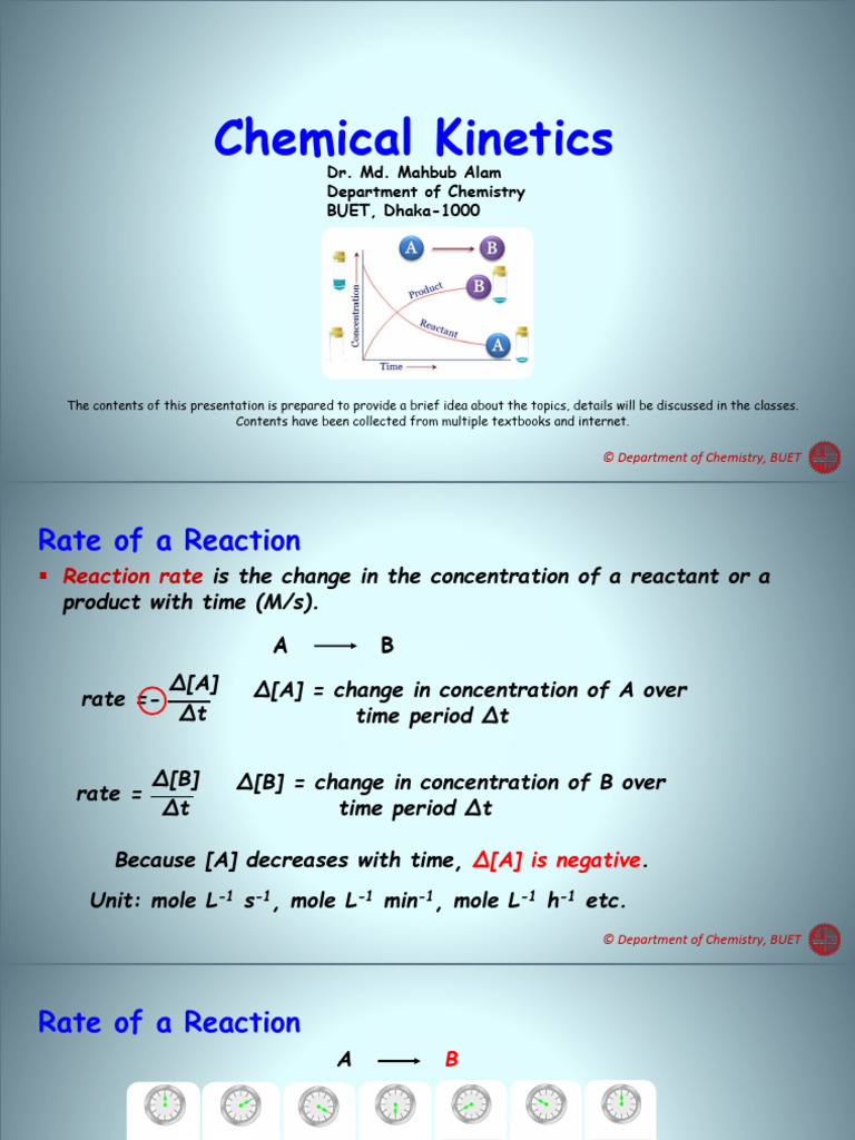 Chemical Kinetics - Dr. Mahbub | PDF | Reaction Rate | Chemical Kinetics