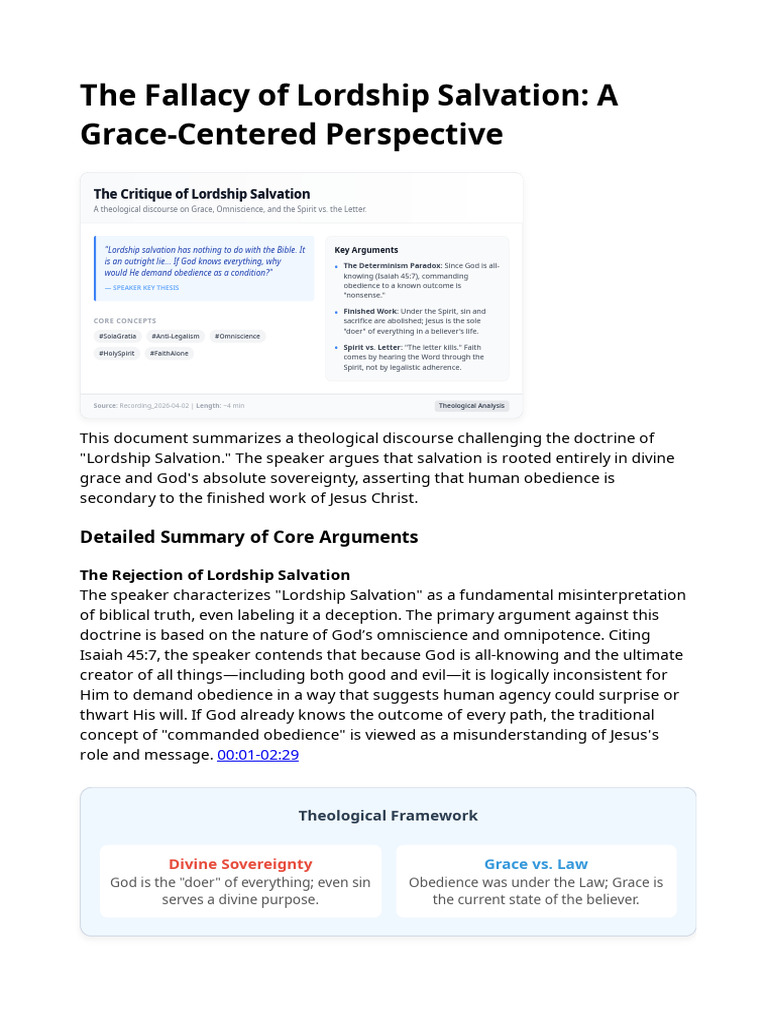 The Fallacy of Lordship Salvation: A Grace-Centered Perspective | PDF ...